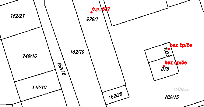 Poříčí 527, Trutnov na parcele st. 979/1 v KÚ Poříčí u Trutnova, Katastrální mapa