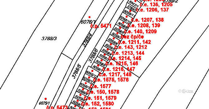 Zlín 146,1215 na parcele st. 5058/3 v KÚ Zlín, Katastrální mapa