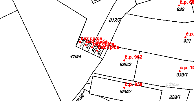 Brno 39459438 na parcele st. 817/6 v KÚ Staré Brno, Katastrální mapa