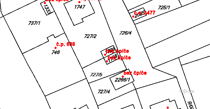 Zlín 41171438 na parcele st. 1736 v KÚ Malenovice u Zlína, Katastrální mapa