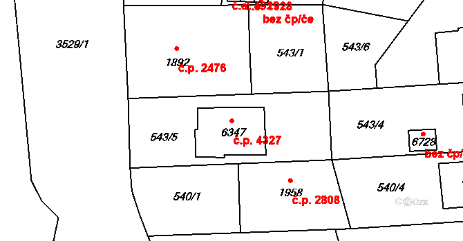 Zlín 4327 na parcele st. 6347 v KÚ Zlín, Katastrální mapa