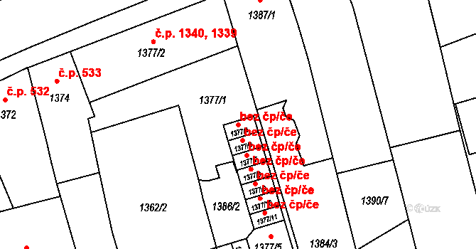 Holešov 42890438 na parcele st. 1377/4 v KÚ Holešov, Katastrální mapa