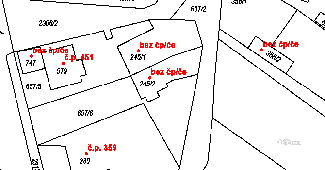 Křižanov 42913438 na parcele st. 245/2 v KÚ Křižanov, Katastrální mapa