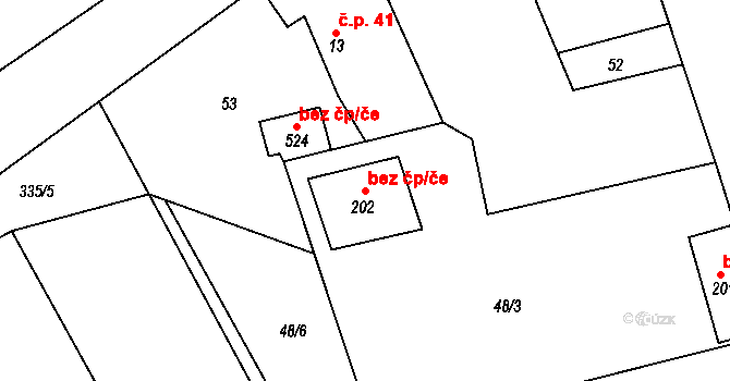 Mratín 43167438 na parcele st. 202 v KÚ Mratín, Katastrální mapa