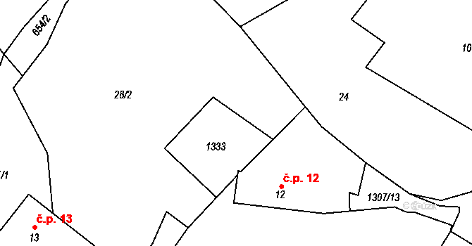 Bradáčov 47426438 na parcele st. 11 v KÚ Horní Světlá u Bradáčova, Katastrální mapa