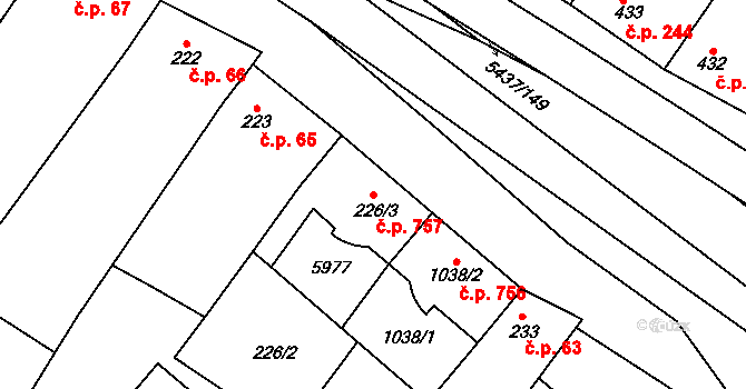Polešovice 757 na parcele st. 226/3 v KÚ Polešovice, Katastrální mapa