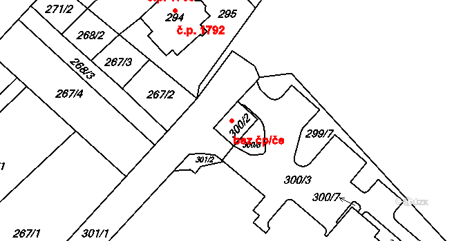 Chomutov 48682438 na parcele st. 300/2 v KÚ Chomutov I, Katastrální mapa