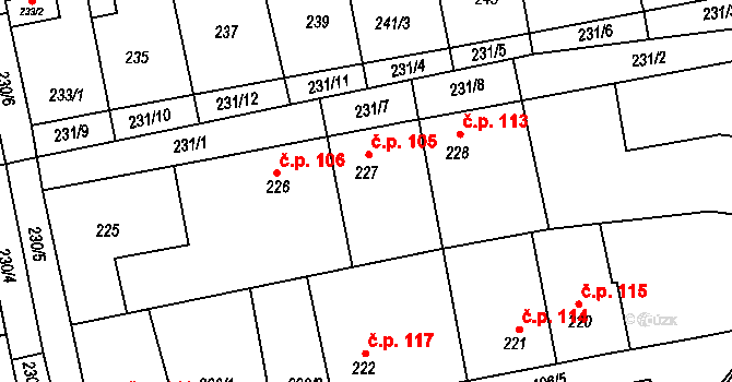 Svinařov 105 na parcele st. 227 v KÚ Svinařov u Kladna, Katastrální mapa