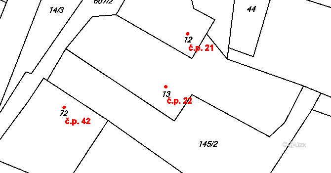 Holkovice 22, Chanovice na parcele st. 13 v KÚ Holkovice, Katastrální mapa