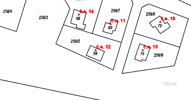 Ostrovec 12, Ostrovec-Lhotka na parcele st. 59 v KÚ Ostrovec u Terešova, Katastrální mapa