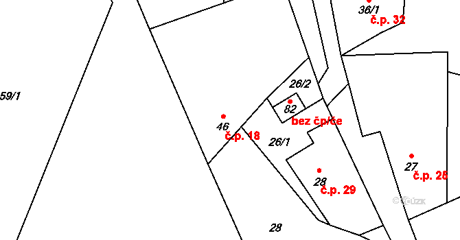 Lipka 18, Horní Bradlo na parcele st. 46 v KÚ Lipka, Katastrální mapa