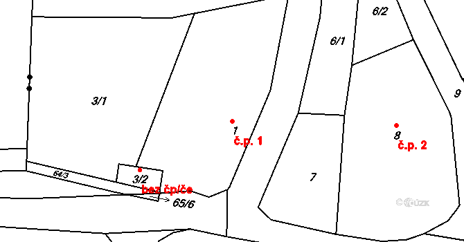 Střeziměřice 1, Chvalkovice na parcele st. 1 v KÚ Střeziměřice, Katastrální mapa