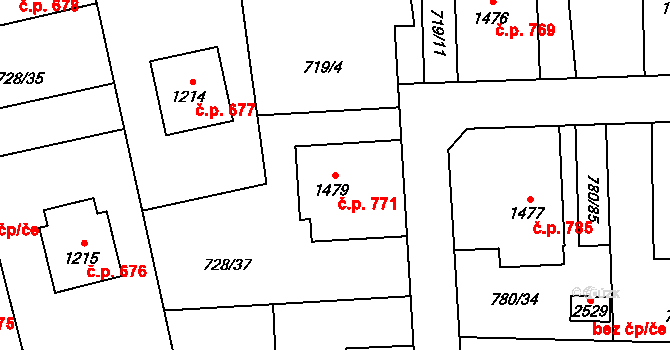 Nové Město nad Metují 771 na parcele st. 1479 v KÚ Nové Město nad Metují, Katastrální mapa
