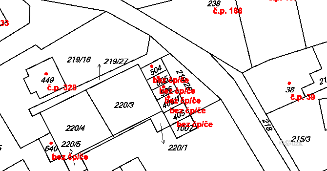 Peruc 78363438 na parcele st. 506 v KÚ Peruc, Katastrální mapa