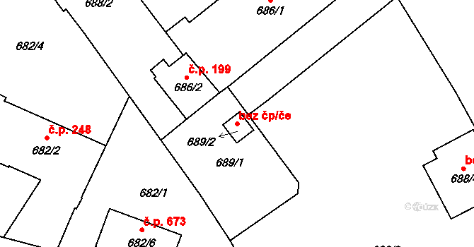 Boršov nad Vltavou 95350438 na parcele st. 689/2 v KÚ Boršov nad Vltavou, Katastrální mapa