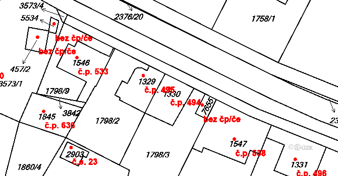 Havlíčkův Brod 494 na parcele st. 1330 v KÚ Havlíčkův Brod, Katastrální mapa