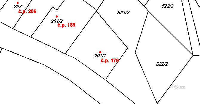 Horní Kostelec 179, Červený Kostelec na parcele st. 201/1 v KÚ Horní Kostelec, Katastrální mapa