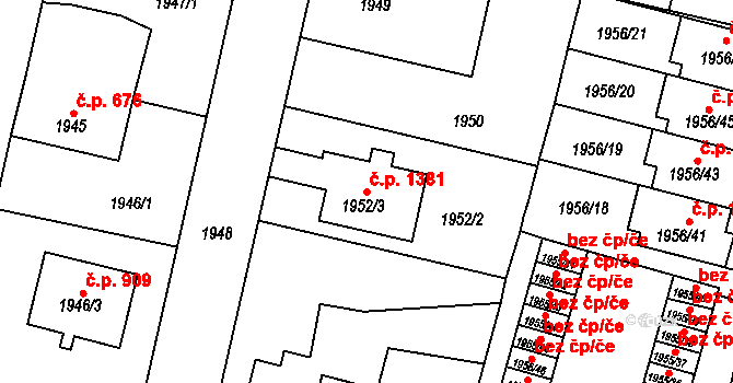 Kostelec nad Orlicí 1381 na parcele st. 1952/3 v KÚ Kostelec nad Orlicí, Katastrální mapa
