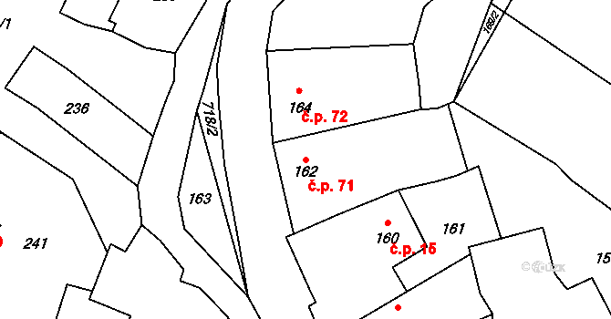 Černotín 71 na parcele st. 162 v KÚ Černotín, Katastrální mapa