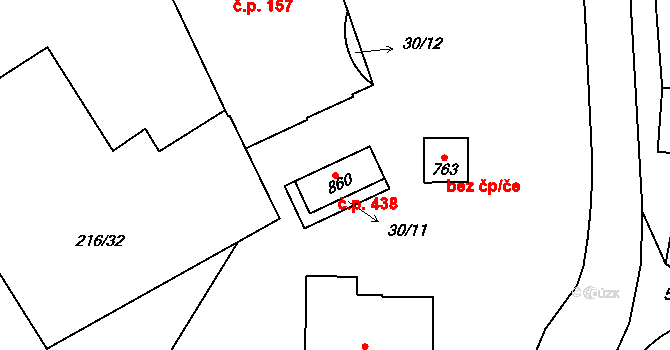 Přerov II-Předmostí 438, Přerov na parcele st. 860 v KÚ Předmostí, Katastrální mapa