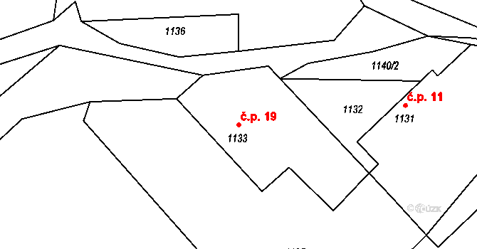 Maxovna 19, Malešov na parcele st. 1133 v KÚ Malešov, Katastrální mapa