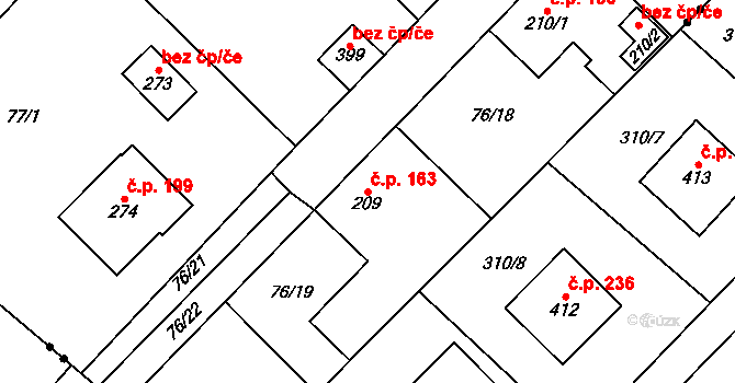 Dolní Bučice 163, Vrdy na parcele st. 209 v KÚ Dolní Bučice, Katastrální mapa