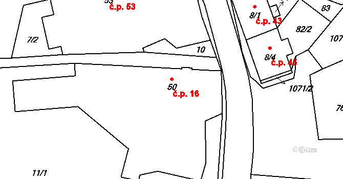 Čichalov 16 na parcele st. 50 v KÚ Čichalov, Katastrální mapa