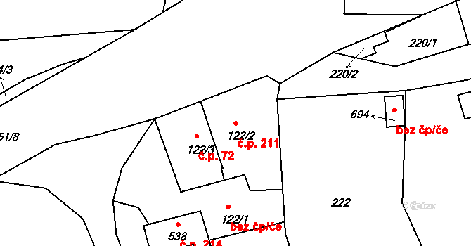 Držkov 211 na parcele st. 122/2 v KÚ Držkov, Katastrální mapa