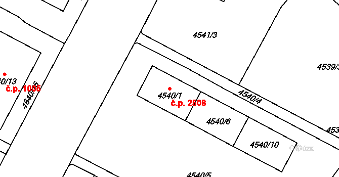 Jihlava 2508 na parcele st. 4540/1 v KÚ Jihlava, Katastrální mapa