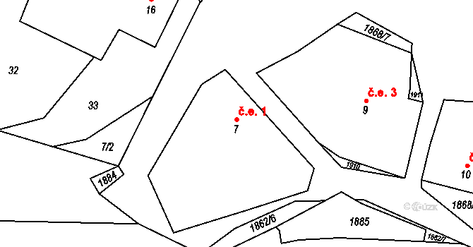 Šternov 1, Divišov na parcele st. 7 v KÚ Měchnov, Katastrální mapa