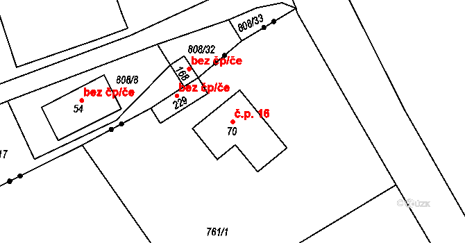 Vitanovice 16, Pěnčín na parcele st. 70 v KÚ Pěnčín, Katastrální mapa