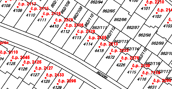 Blansko 2155 na parcele st. 4114 v KÚ Blansko, Katastrální mapa