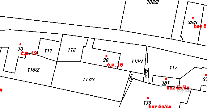Smilovice 16 na parcele st. 38 v KÚ Smilovice u Třince, Katastrální mapa