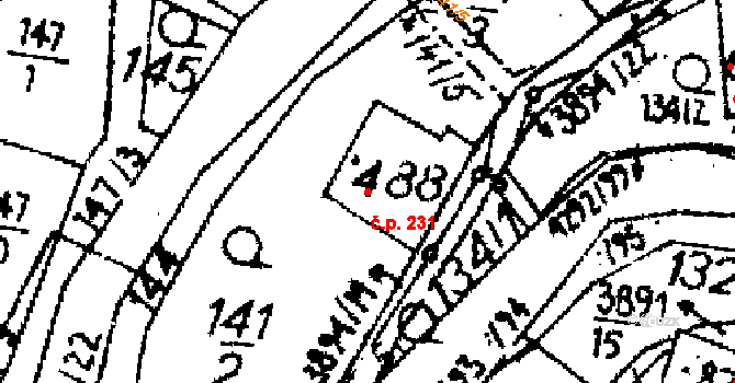 Opatov 231 na parcele st. 488 v KÚ Opatov v Čechách, Katastrální mapa