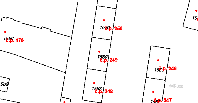 Mimoň IV 249, Mimoň na parcele st. 1569 v KÚ Mimoň, Katastrální mapa