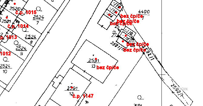 Poděbrady III 1146, Poděbrady na parcele st. 2591/13 v KÚ Poděbrady, Katastrální mapa