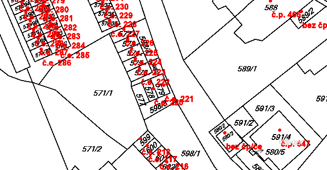 Klášterec nad Ohří 221 na parcele st. 579 v KÚ Klášterec nad Ohří, Katastrální mapa