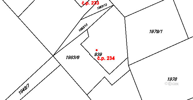 Chrudim II 234, Chrudim na parcele st. 939 v KÚ Chrudim, Katastrální mapa