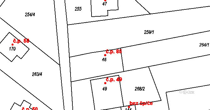 Dolní Nemojov 85, Nemojov na parcele st. 48 v KÚ Dolní Nemojov, Katastrální mapa