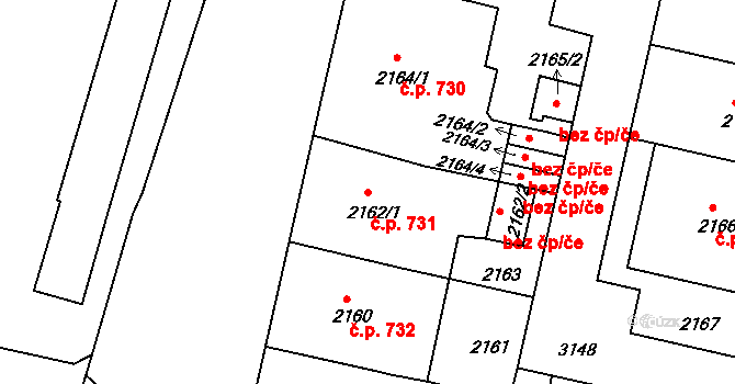 Nusle 731,732, Praha na parcele st. 2162/1 v KÚ Nusle, Katastrální mapa