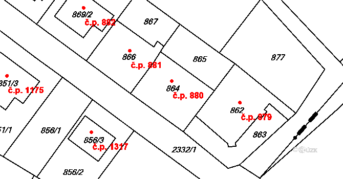 Suchdol 880, Praha na parcele st. 864 v KÚ Suchdol, Katastrální mapa