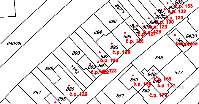 Prosek 124, Praha na parcele st. 892 v KÚ Prosek, Katastrální mapa