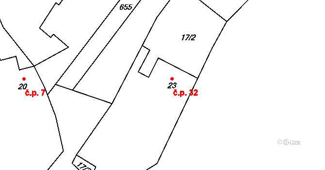 Černín 32, Zdice na parcele st. 23 v KÚ Černín u Zdic, Katastrální mapa