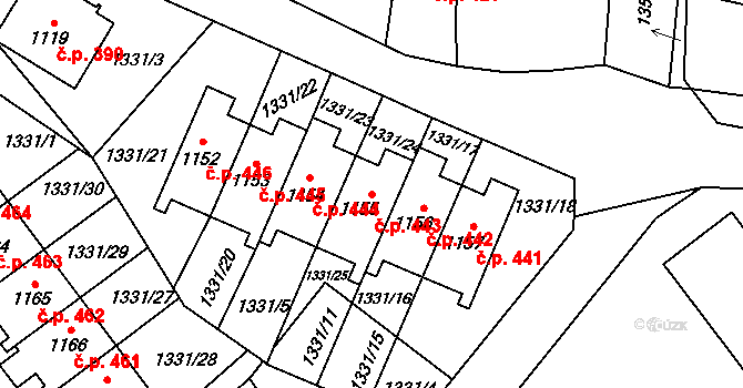 Žacléř 443 na parcele st. 1155 v KÚ Žacléř, Katastrální mapa