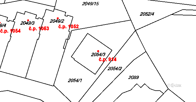 Bludovice 914, Havířov na parcele st. 2054/3 v KÚ Bludovice, Katastrální mapa