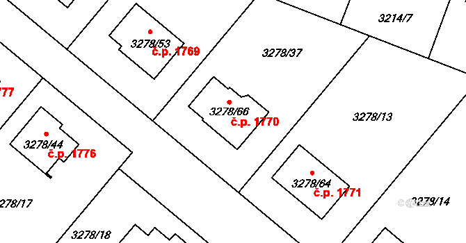 Chotěboř 1770 na parcele st. 3278/66 v KÚ Chotěboř, Katastrální mapa