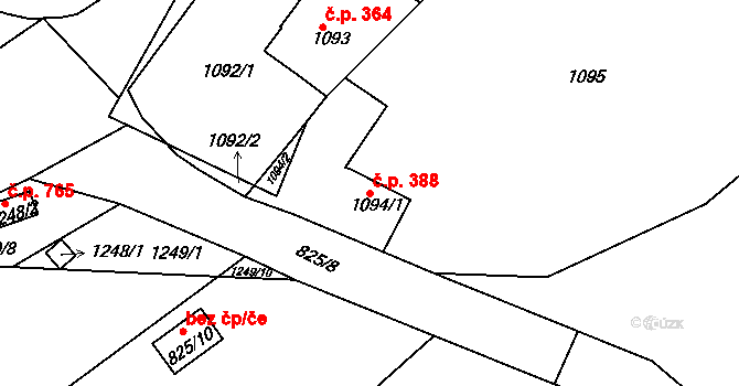 Kluč 388, Habartov na parcele st. 1094/1 v KÚ Habartov, Katastrální mapa