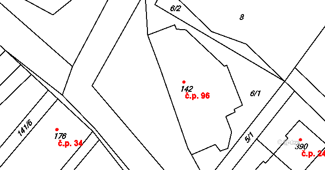 Březník 96 na parcele st. 142 v KÚ Březník, Katastrální mapa