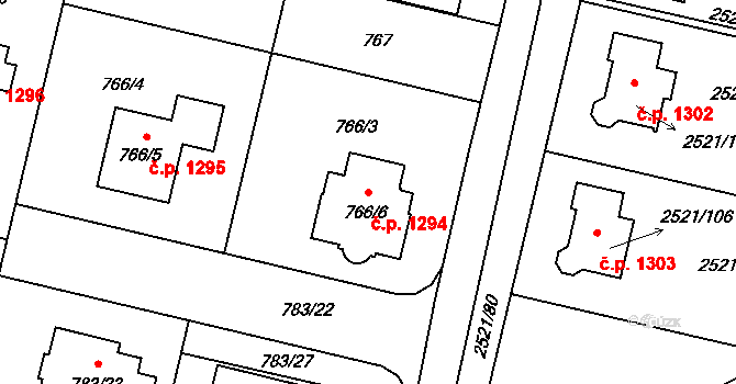 Mohelnice 1294 na parcele st. 766/6 v KÚ Mohelnice, Katastrální mapa