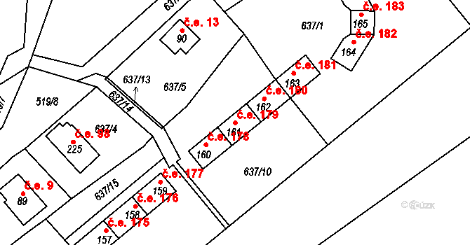 Oboz 179, Nalžovice na parcele st. 161 v KÚ Nalžovické Podhájí, Katastrální mapa
